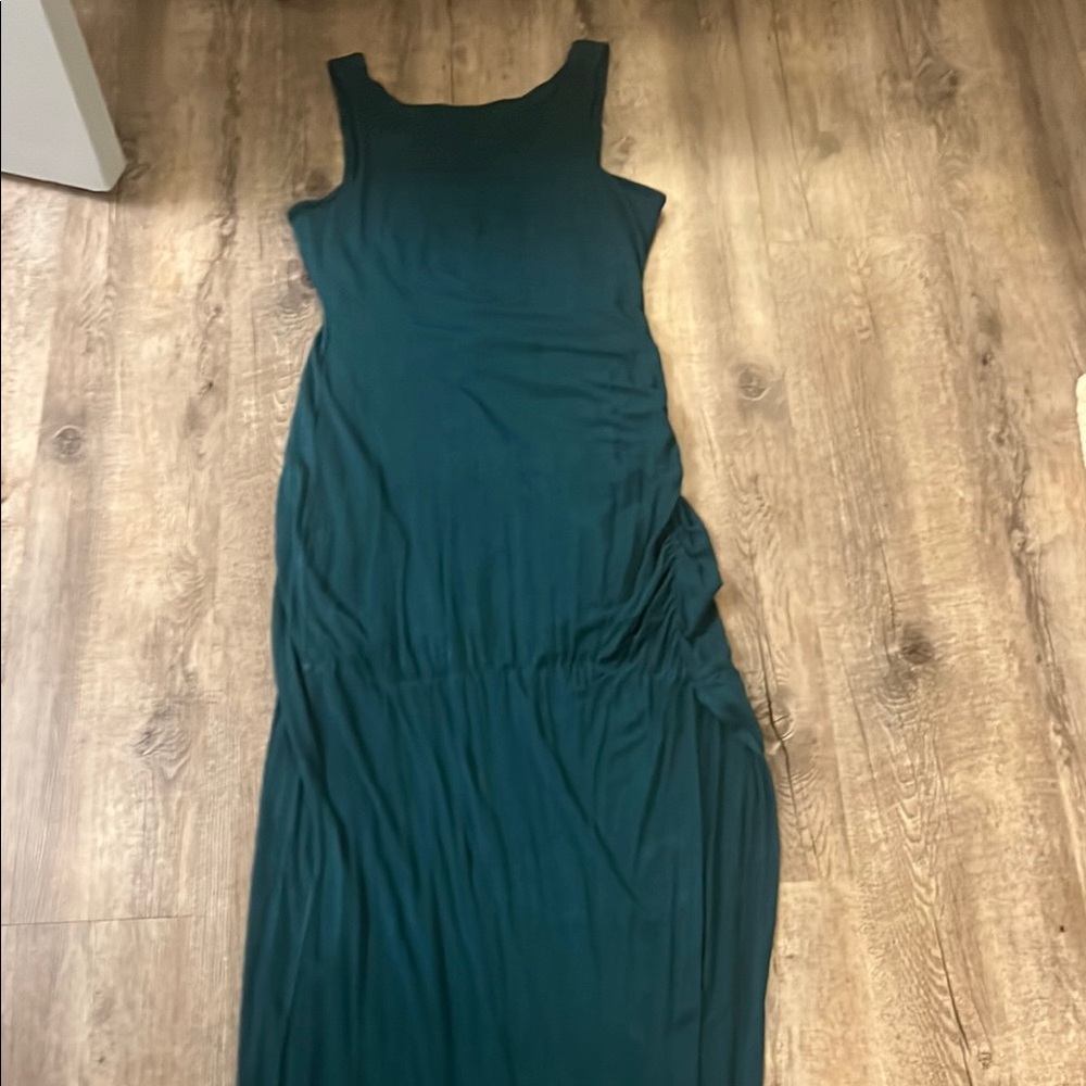 Akiko Maxi Elegant Turqoise Sleeveless Knit Dress, fully lined